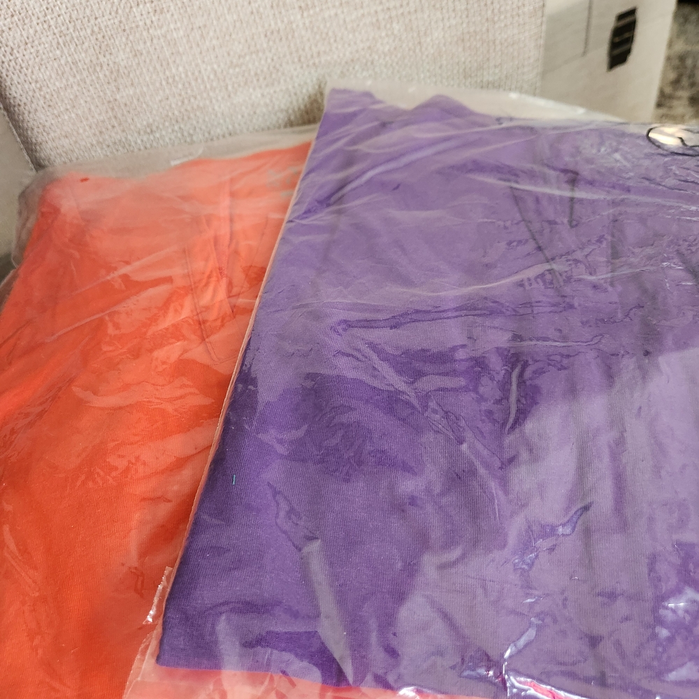 Women's Orange and Purple Short Sleeve T-Shirts Large Size